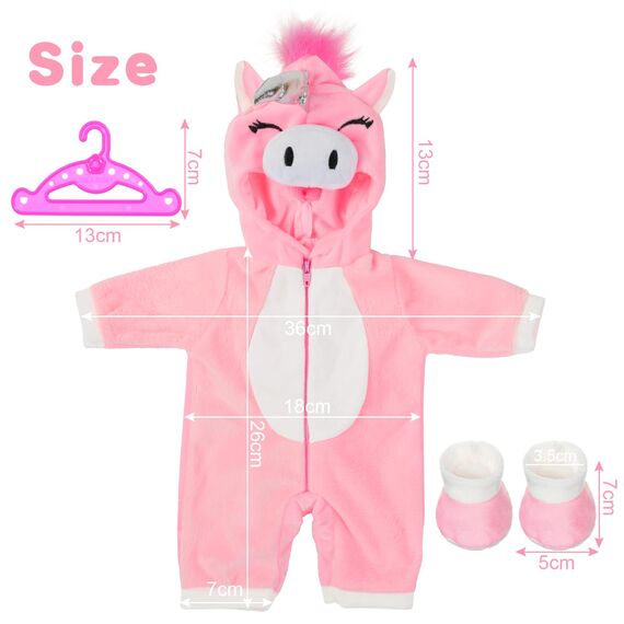 Aolso Kleidung Outfits für Baby Puppen, Babypuppenkleidung für 14–18 Zoll große Puppen, 35–45 cm große Babypuppen, Puppe Zubehör, Neue Puppenkleidungs-Outfits, Geschenke für Mädchen (Einhorn)