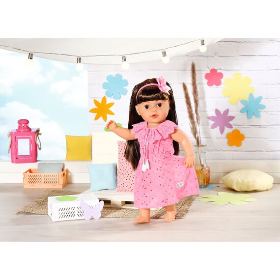 BABY Born Trendy Blumenkleid, Puppenkleid aus rosa Spitzenstoff mit Haarband für 43 cm Puppen, 832684 Zapf Creation