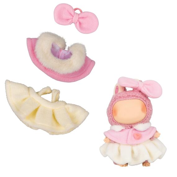Verdelume 17cm/6,69 Zoll Puppenkleidung für Labubu, Rosa Kapuzen-Outfit, Puppenzubehör, für Jungen & Mädchen, 3-teilig (Ohne Labubu-Puppe)