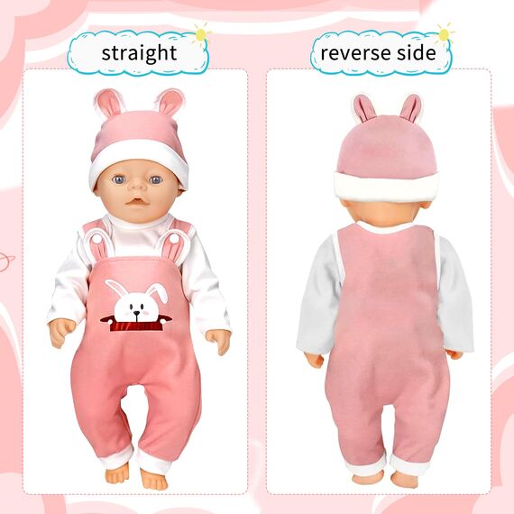 Kleidung Outfits für Baby Puppen,Kleidung Puppenkleidung 35-43 cm,Baby Puppensachen puppenzubehör mit Hut Langarm Hose Geschenk für Kinder Mädchen Jungen(Puppen Nicht Enthalten)