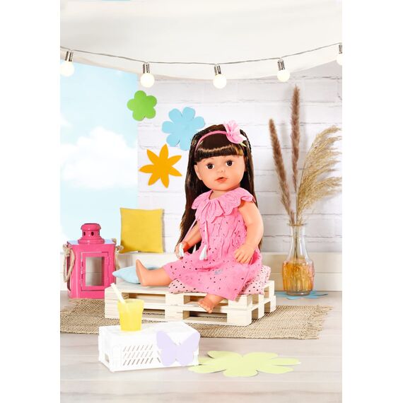 BABY Born Trendy Blumenkleid, Puppenkleid aus rosa Spitzenstoff mit Haarband für 43 cm Puppen, 832684 Zapf Creation