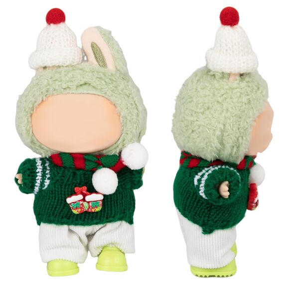 Verdelume Weihnachtsgrün 5-TLG. Puppenset für 17cm Labubu, mit Kapuze, Schal, Pullover, Hose, Schuhen Jungen & Mädchen, (Labubu-Puppe)