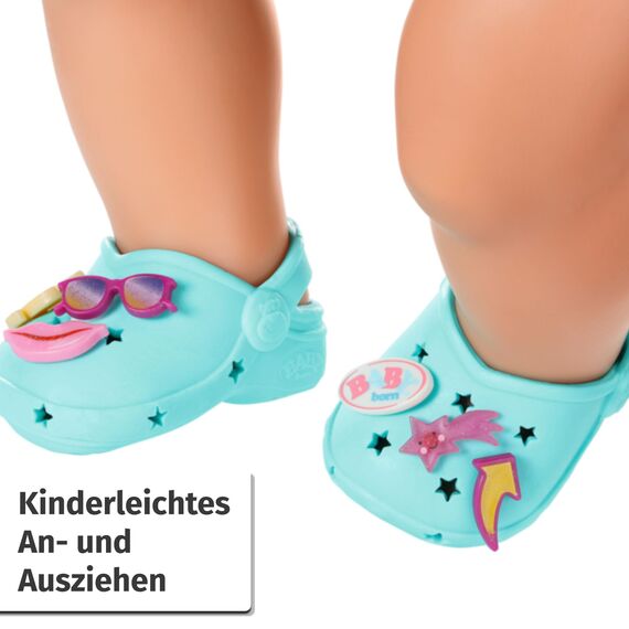 BABY born Schuhe mit Pins, EIN Paar Bunte Puppenclogs mit Zubehör für 43 cm Puppen, Farbe Nicht frei wählbar 832837 Zapf Creation