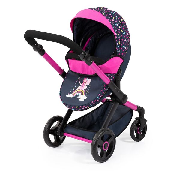 Bayer Design 17080AA Puppenwagen Xeo mit Tasche, höhenverstellbarer Griff, Schwenkschieber, wandelbar als Puppenjogger, bewegliche Vorderräder, integrierter Korb