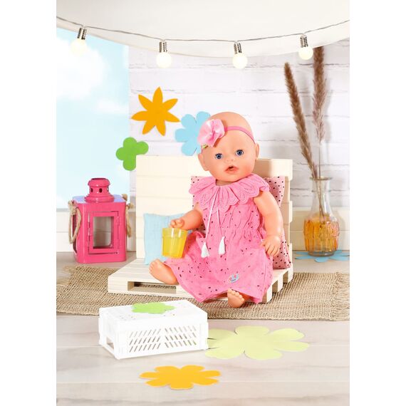 BABY Born Trendy Blumenkleid, Puppenkleid aus rosa Spitzenstoff mit Haarband für 43 cm Puppen, 832684 Zapf Creation