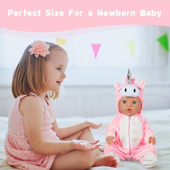 Aolso Kleidung Outfits für Baby Puppen, Babypuppenkleidung für 14–18 Zoll große Puppen, 35–45 cm große Babypuppen, Puppe Zubehör, Neue Puppenkleidungs-Outfits, Geschenke für Mädchen (Einhorn)
