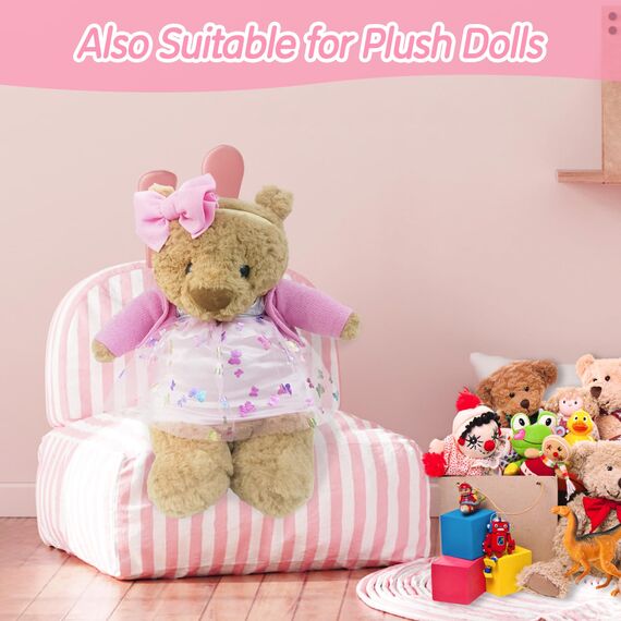 Xerteam Rosa Puppenkleider, Puppenkleidung 43cm 36cm 38cm, Puppenkleid mit Tüll und Schmetterling Strickjacke Socke mit Schleife Stirnband, Süße Puppenkleidung für Mädchengeburtstag