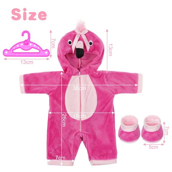 Aolso Kleidung Outfits für Baby Puppen, Babypuppenkleidung für 14–18 Zoll große Puppen, 35–45 cm große Babypuppen, Puppe Zubehör, Neue Puppenkleidungs-Outfits, Geschenke für Mädchen (Flamingo)