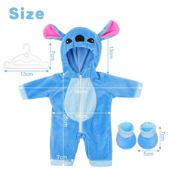 Aolso Kleidung Outfits für Baby Puppen, Babypuppenkleidung für 14–18 Zoll große Puppen, 35–45 cm große Babypuppen, Puppe Zubehör, Neue Puppenkleidungs-Outfits, Geschenke für Mädchen (Stich)