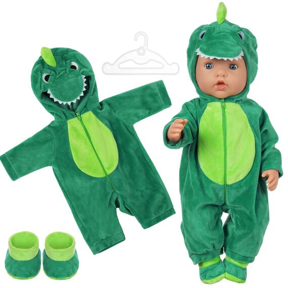 Aolso Kleidung Outfits für Baby Puppen, Babypuppenkleidung für 14–18 Zoll große Puppen, 35–45 cm große Babypuppen, Puppe Zubehör, Neue Puppenkleidungs-Outfits, Geschenke für Mädchen (Dinosaurier)