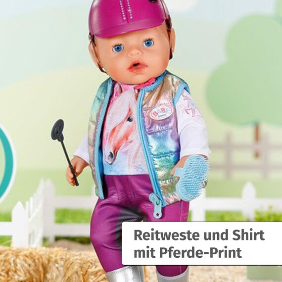 BABY born Deluxe Reiter-Outfit mit Hose, Stiefeln und Helm für 43 cm Puppen, 836194 Zapf Creation