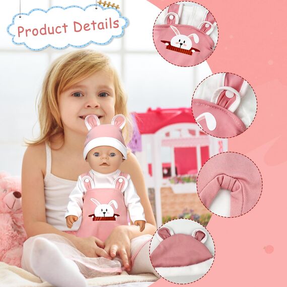 Kleidung Outfits für Baby Puppen,Kleidung Puppenkleidung 35-43 cm,Baby Puppensachen puppenzubehör mit Hut Langarm Hose Geschenk für Kinder Mädchen Jungen(Puppen Nicht Enthalten)