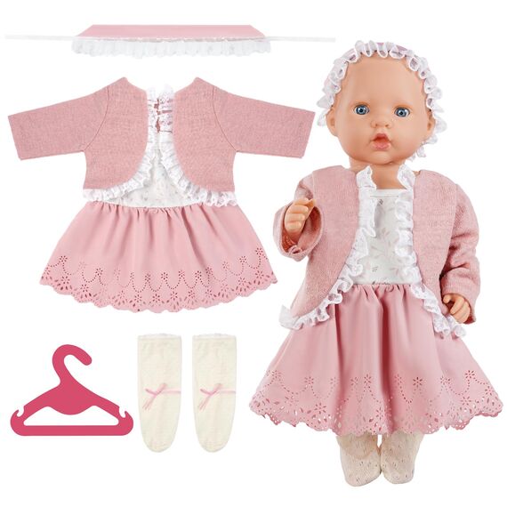 Aolso Puppenkleidungsset, 14–18 Zoll Puppenkleidung, Puppenzubehör passend für 35–45 cm, Babypuppenkleidung mit 1 Kleiderbügel, Geburtstagsgeschenk für Mädchen (Kleid)