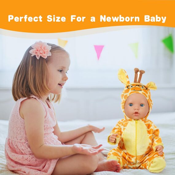 Aolso Kleidung Outfits für Baby Puppen, Babypuppenkleidung für 14–18 Zoll große Puppen, 35–45 cm große Babypuppen, Puppe Zubehör, Neue Puppenkleidungs-Outfits, Geschenke für Mädchen (Giraffe)