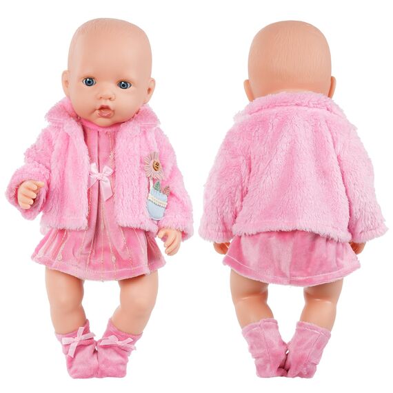 Aolso Puppenkleidungsset, 14–18 Zoll Puppenkleidung, Puppenzubehör passend für 35–45 cm, Babypuppenkleidung mit 1 Kleiderbügel, Geburtstagsgeschenk für Mädchen (Rosa-Lamm)