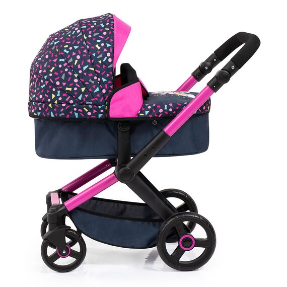 Bayer Design 17080AA Puppenwagen Xeo mit Tasche, höhenverstellbarer Griff, Schwenkschieber, wandelbar als Puppenjogger, bewegliche Vorderräder, integrierter Korb