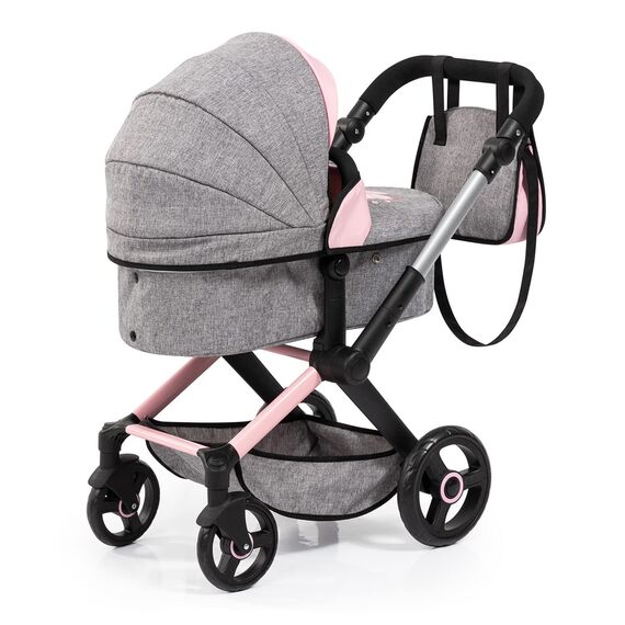 Bayer Design 17033AA Puppenwagen Xeo mit Tasche, höhenverstellbarer Griff, Schwenkschieber, wandelbar als Puppenjogger, bewegliche Vorderräder, integrierter Korb