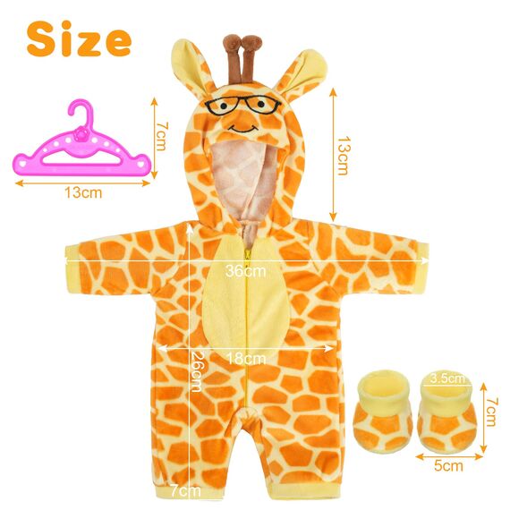 Aolso Kleidung Outfits für Baby Puppen, Babypuppenkleidung für 14–18 Zoll große Puppen, 35–45 cm große Babypuppen, Puppe Zubehör, Neue Puppenkleidungs-Outfits, Geschenke für Mädchen (Giraffe)