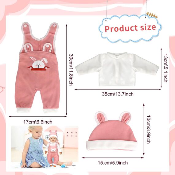 Kleidung Outfits für Baby Puppen,Kleidung Puppenkleidung 35-43 cm,Baby Puppensachen puppenzubehör mit Hut Langarm Hose Geschenk für Kinder Mädchen Jungen(Puppen Nicht Enthalten)