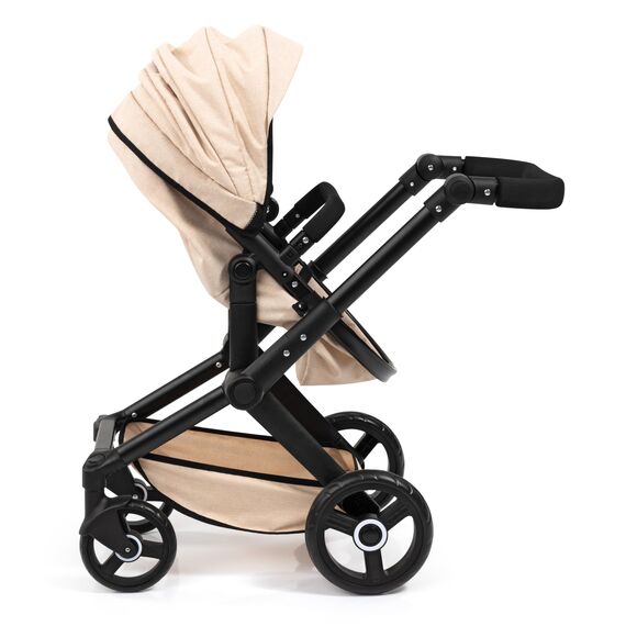 Bayer Design 17075AA Puppenwagen Xeo mit Tasche, höhenverstellbarer Griff, Schwenkschieber, wandelbar als Puppenjogger, bewegliche Vorderräder, integrierter Korb, Beige