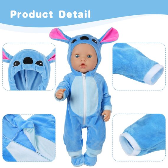 Aolso Kleidung Outfits für Baby Puppen, Babypuppenkleidung für 14–18 Zoll große Puppen, 35–45 cm große Babypuppen, Puppe Zubehör, Neue Puppenkleidungs-Outfits, Geschenke für Mädchen (Stich)