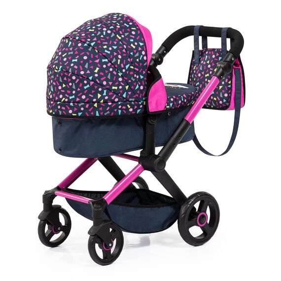 Bayer Design 17080AA Puppenwagen Xeo mit Tasche, höhenverstellbarer Griff, Schwenkschieber, wandelbar als Puppenjogger, bewegliche Vorderräder, integrierter Korb
