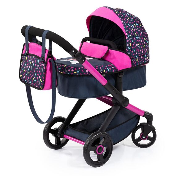Bayer Design 17080AA Puppenwagen Xeo mit Tasche, höhenverstellbarer Griff, Schwenkschieber, wandelbar als Puppenjogger, bewegliche Vorderräder, integrierter Korb