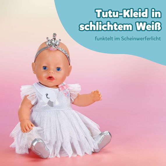 BABY born Ballerina-Outfit - Body & Tüll-Rock mit Schwanen-Stickerei - Inkl. Haarreif mit Krone & Schuhen - Hochwertiges Puppenzubehör - Kleidung geeignet für Puppen der Größe 43 cm