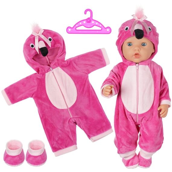 Aolso Kleidung Outfits für Baby Puppen, Babypuppenkleidung für 14–18 Zoll große Puppen, 35–45 cm große Babypuppen, Puppe Zubehör, Neue Puppenkleidungs-Outfits, Geschenke für Mädchen (Flamingo)