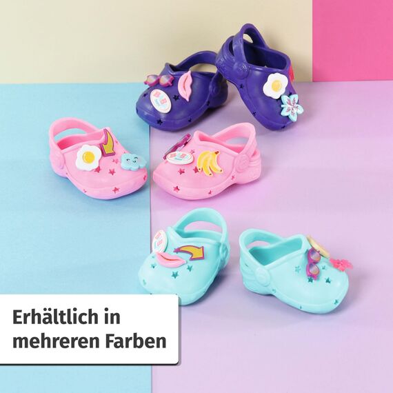 BABY born Schuhe mit Pins, EIN Paar Bunte Puppenclogs mit Zubehör für 43 cm Puppen, Farbe Nicht frei wählbar 832837 Zapf Creation