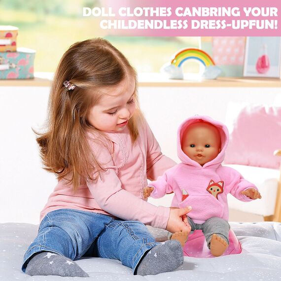 Kleidung Outfits für Baby Puppen, Herbst Puppenkleidung 36-45cm, Puppen Kleidung, Puppenkleidung mit Kapuzensweatshirt und Hose, Animal Element Puppenkleidungsset Geschenk für Kinder, Mädchen Jungen