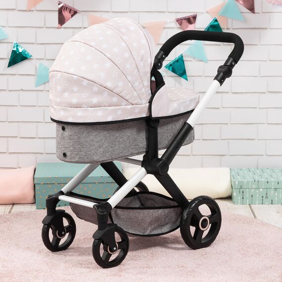 Bayer Design 17031AA Puppenwagen Xeo mit Tasche, höhenverstellbarer Griff, Schwenkschieber, wandelbar als Puppenjogger, bewegliche Vorderräder, integrierter Korb