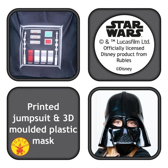 Rubie's Offizielles Disney Star Wars Darth Vader-Kostüm, Kindergröße S, Alter 9-10 Jahre,