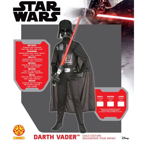 Rubie's Offizielles Disney Star Wars Darth Vader-Kostüm, Kindergröße S, Alter 9-10 Jahre,