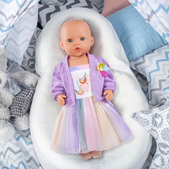 Aolso Puppenkleidungsset, 14–18 Zoll Puppenkleidung, Puppenzubehör passend für 35–45 cm, Babypuppenkleidung mit 1 Kleiderbügel, Geburtstagsgeschenk für Mädchen (Einhornkleid)