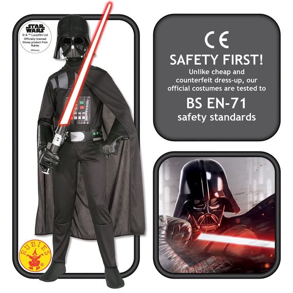 Rubie's Offizielles Disney Star Wars Darth Vader-Kostüm, Kindergröße S, Alter 9-10 Jahre,
