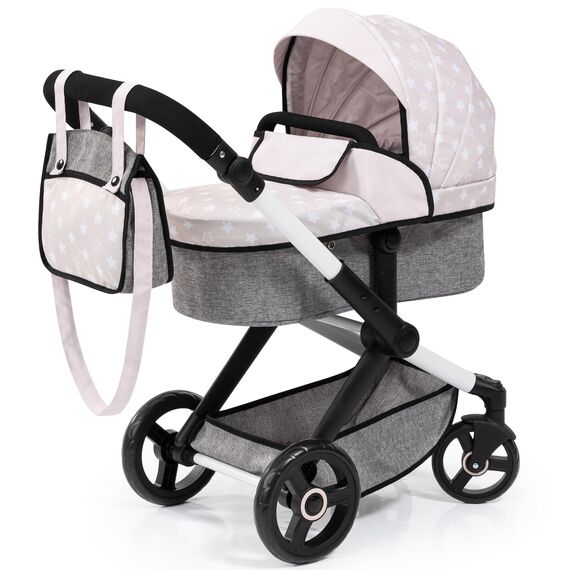 Bayer Design 17031AA Puppenwagen Xeo mit Tasche, höhenverstellbarer Griff, Schwenkschieber, wandelbar als Puppenjogger, bewegliche Vorderräder, integrierter Korb