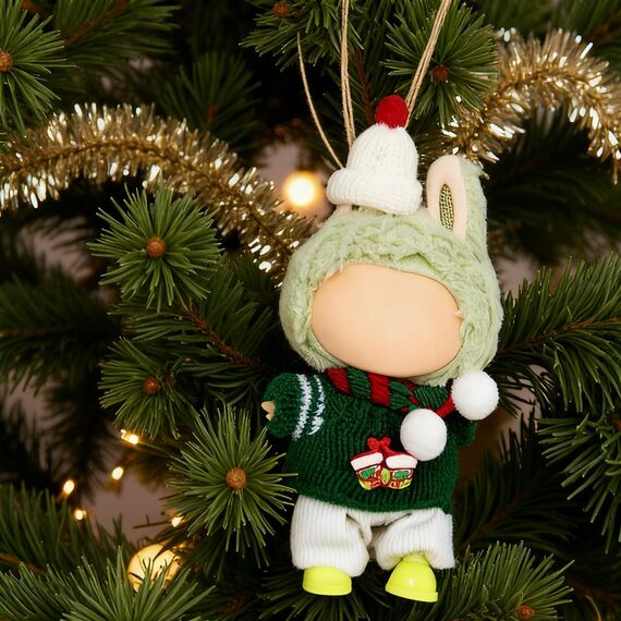 Verdelume Weihnachtsgrün 5-TLG. Puppenset für 17cm Labubu, mit Kapuze, Schal, Pullover, Hose, Schuhen Jungen & Mädchen, (Labubu-Puppe)