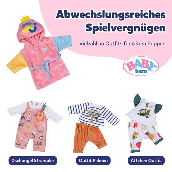 BABY born Bademantel - Mit Enten-Kapuze & verschiedenfarbigen Ärmeln - Hochwertiges Puppenzubehör - Kleidung geeignet für Puppen der Größe 43 cm