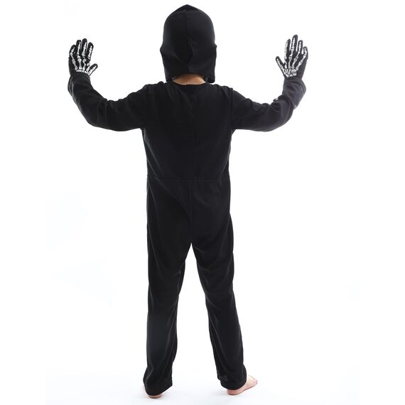 Sincere Party Im Dunkeln leuchtendes Skelett mit Knochen Skelettkostüm mit Handschuhen, gut für Kinder von 12-13 Jahren