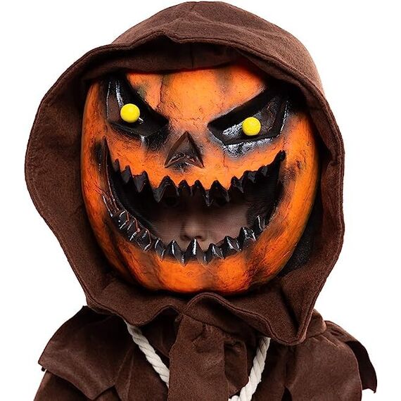 Spooktacular Creations Scary Scarecrow Pumpkin Wackelkopf Kostüm mit Kürbis Halloween Maske für Kinder Rollenspiele (XXL (14-16yr))