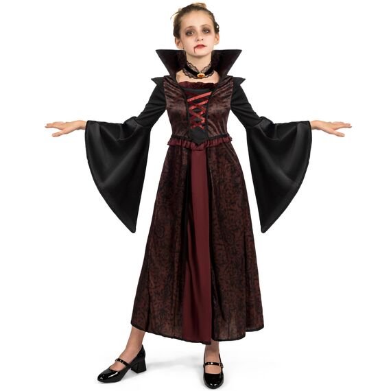 Spooktacular Creations Königlicher Vampir Kostüm Set für Mädchen Halloween Kostümparty, Rollenspiel, Karneval Cosplay, Vampir-Themenparty XL (12-14 yrs)