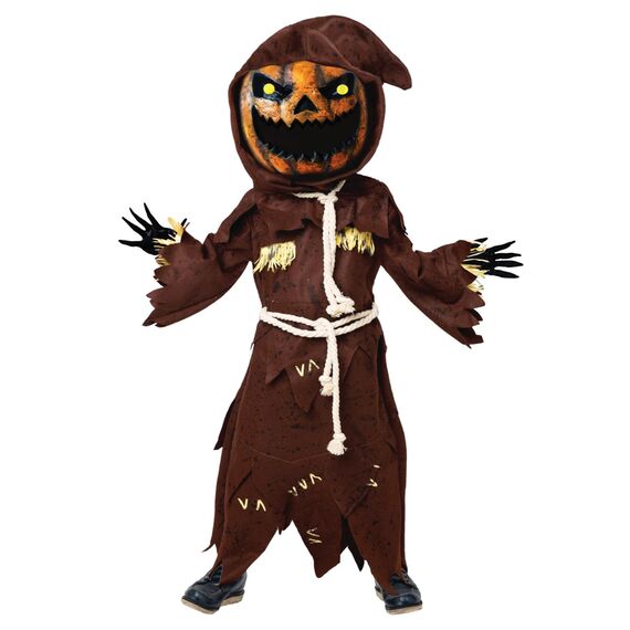 Spooktacular Creations Scary Scarecrow Pumpkin Wackelkopf Kostüm mit Kürbis Halloween Maske für Kinder Rollenspiele (XXL (14-16yr))