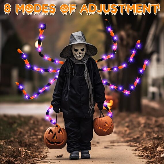 TETSMG Halloween Kostüme Spinne Rucksack, Halloween Deko Horror Plüsch Spinnen Kostüm für Kinder und Erwachsene mit 8 modi Lichtern, Spinnenkostüm, Süßigkeitentasche, Lustige Kostüm Kinder Spinne