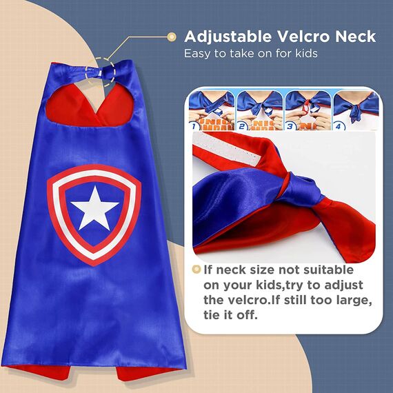 LATERN 6Pcs Superheld Cape und Maske, Cartoon Superheld Kostüme Verkleiden sich Spielzeug für Kinder Jungen Mädchen Geburtstag Party Favors