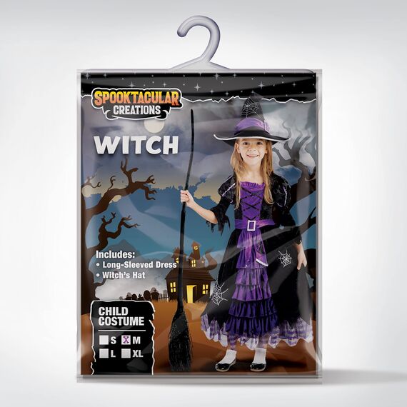 Spooktacular Creations Hexe Kostüm, Hexenkostüm, Karneval Fasching Bekleidung, 3-teiliges Halloween Kostüm Deluxe Set für Mädchen