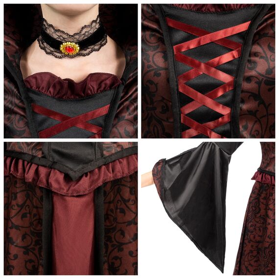 Spooktacular Creations Königlicher Vampir Kostüm Set für Mädchen Halloween Kostümparty, Rollenspiel, Karneval Cosplay, Vampir-Themenparty XL (12-14 yrs)