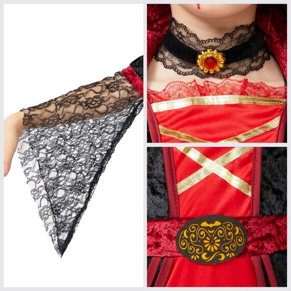 Spooktacular Creations Royal Vampir Kostüm für Mädchen Deluxe Set Halloween gotisch Viktorianische Vampirin Queen Dress Up Party L (10–12 Jahre)