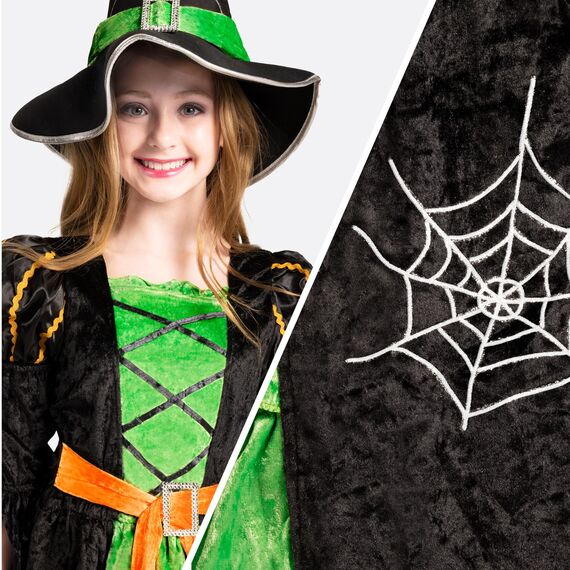 Spooktacular Creations Grün Hexe Kostüm, Hexenkostüm, Karneval Fasching Bekleidung, 3-teiliges Halloween Kostüm Deluxe Set für Mädchen