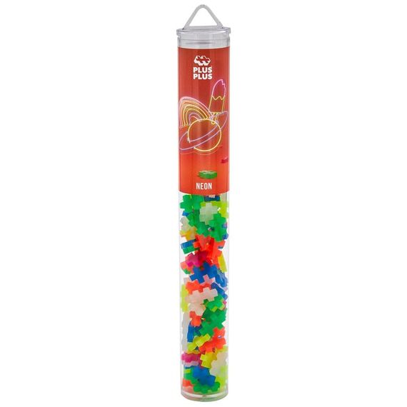 Plus-Plus 4024 Geniales Konstruktionsspielzeug, Neon Mix, Kreativ-Bausteine Tube, 100 Teile